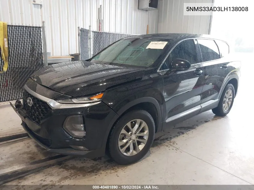 2020 Hyundai Santa Fe Sel VIN: 5NMS33AD3LH138008 Lot: 40481890