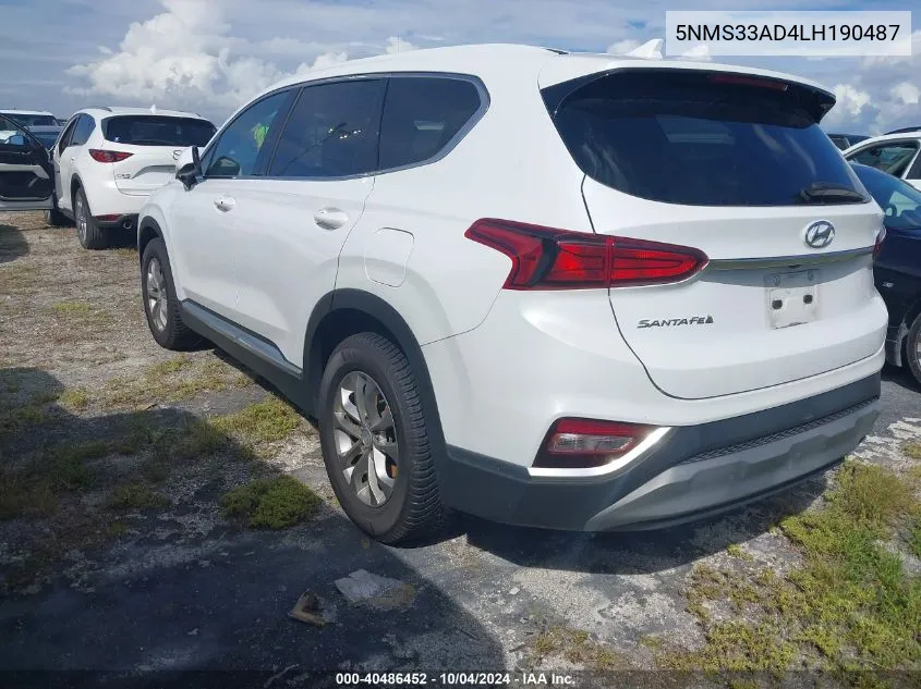 5NMS33AD4LH190487 2020 Hyundai Santa Fe Sel