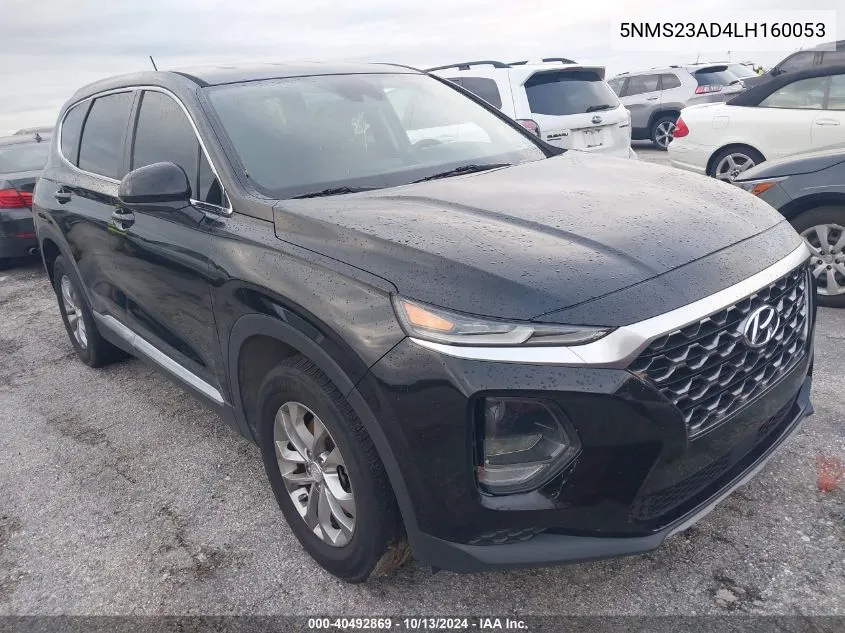 2020 Hyundai Santa Fe Se VIN: 5NMS23AD4LH160053 Lot: 40492869