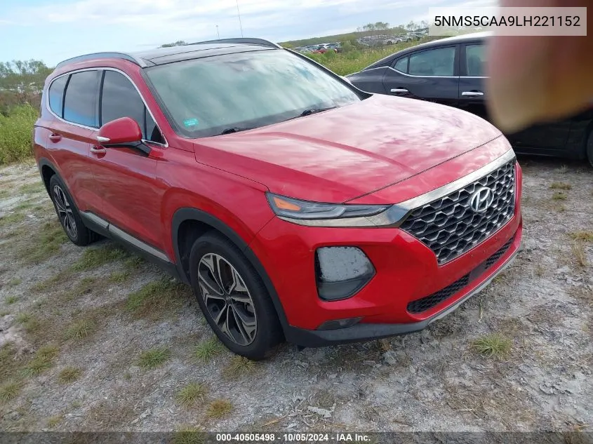 2020 Hyundai Santa Fe Limited 2.0T VIN: 5NMS5CAA9LH221152 Lot: 40505498