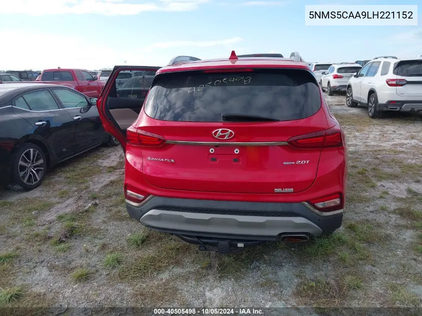 2020 Hyundai Santa Fe Limited 2.0T VIN: 5NMS5CAA9LH221152 Lot: 40505498