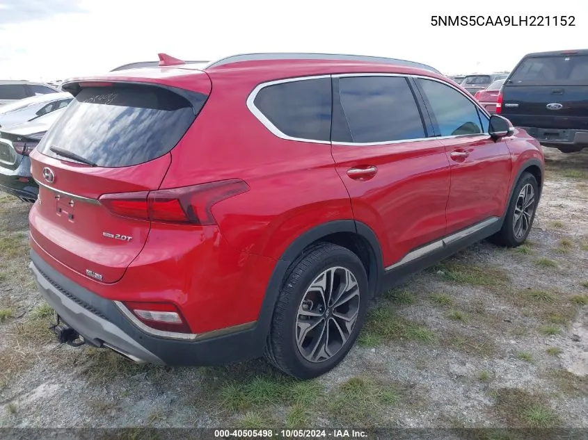 2020 Hyundai Santa Fe Limited 2.0T VIN: 5NMS5CAA9LH221152 Lot: 40505498