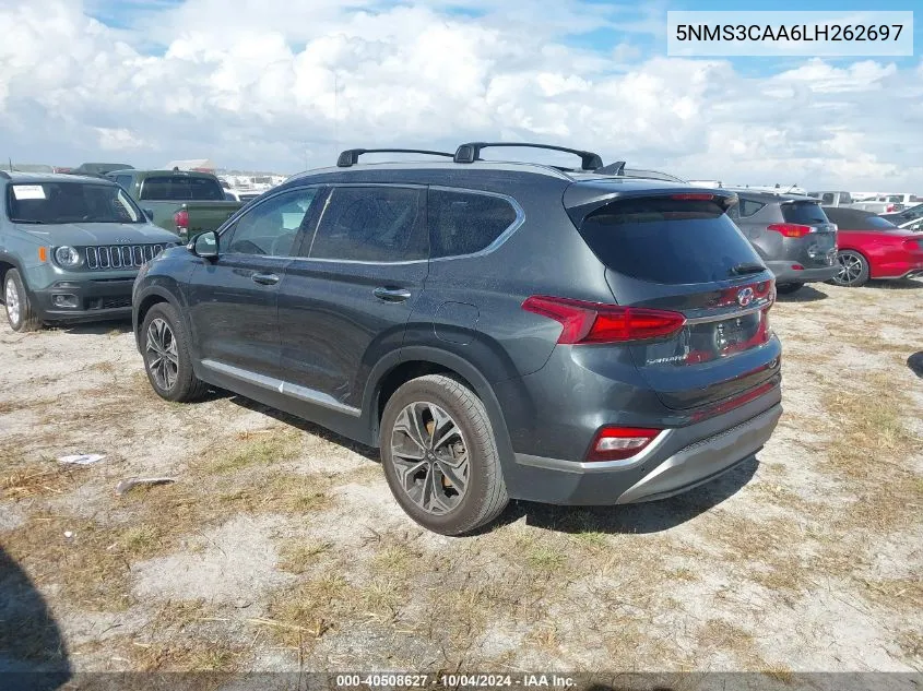 2020 Hyundai Santa Fe Sel 2.0T VIN: 5NMS3CAA6LH262697 Lot: 40508627