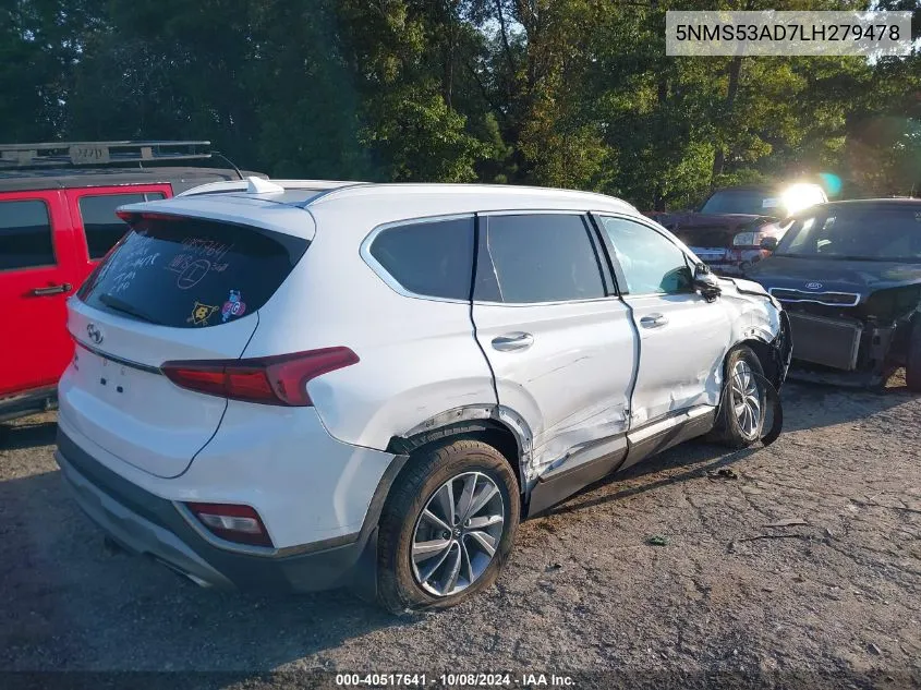 2020 Hyundai Santa Fe Limited/Ultimate VIN: 5NMS53AD7LH279478 Lot: 40517641