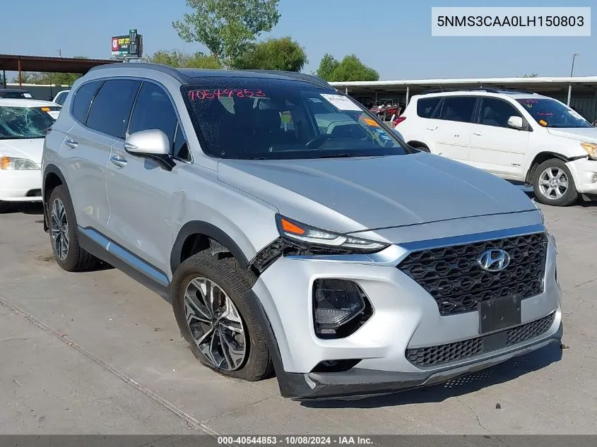 2020 Hyundai Santa Fe Sel/Sel Plus VIN: 5NMS3CAA0LH150803 Lot: 40544853