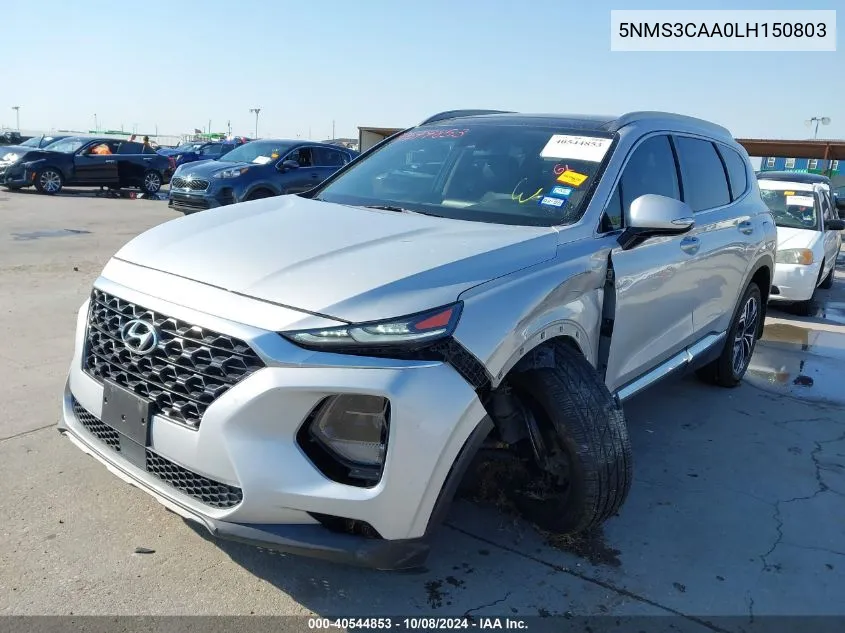 2020 Hyundai Santa Fe Sel/Sel Plus VIN: 5NMS3CAA0LH150803 Lot: 40544853