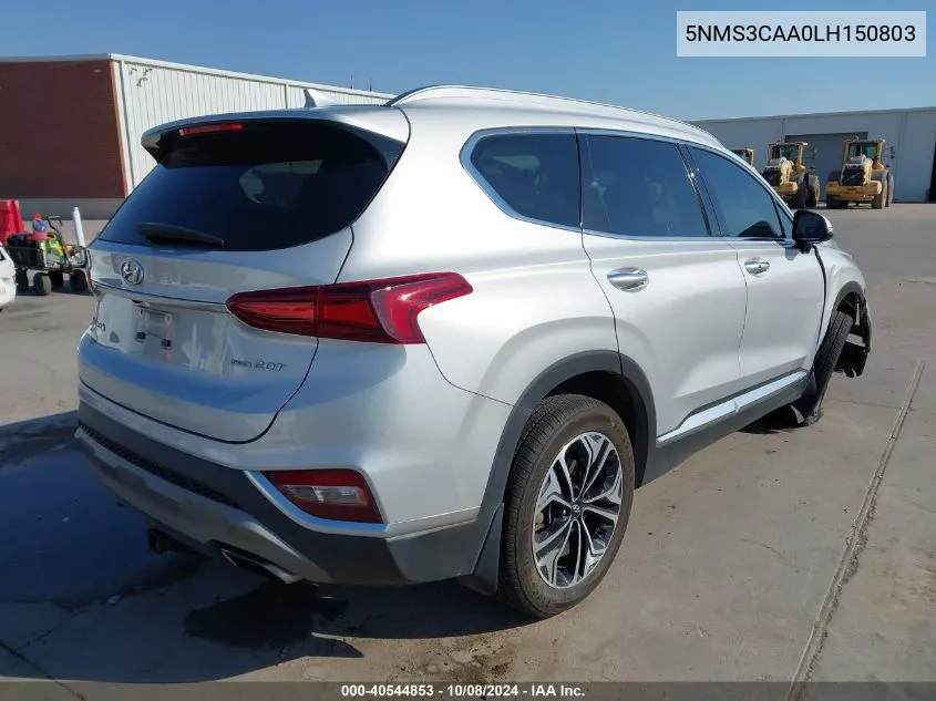 2020 Hyundai Santa Fe Sel/Sel Plus VIN: 5NMS3CAA0LH150803 Lot: 40544853