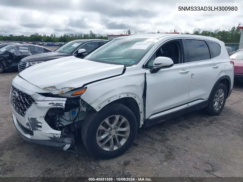 2020 Hyundai Santa Fe Sel VIN: 5NMS33AD3LH300980 Lot: 40551559