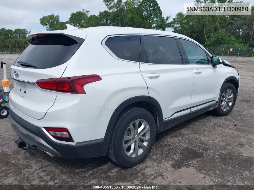 2020 Hyundai Santa Fe Sel VIN: 5NMS33AD3LH300980 Lot: 40551559