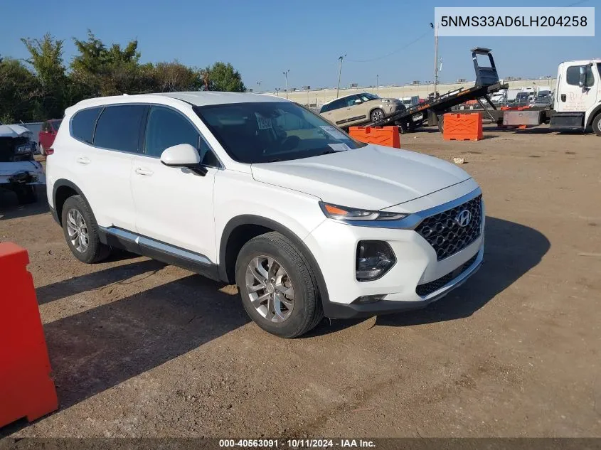 2020 Hyundai Santa Fe Sel VIN: 5NMS33AD6LH204258 Lot: 40563091