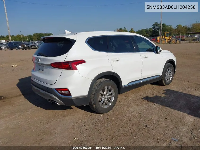 2020 Hyundai Santa Fe Sel VIN: 5NMS33AD6LH204258 Lot: 40563091