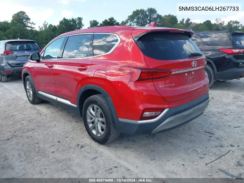 2020 Hyundai Santa Fe Sel VIN: 5NMS3CAD6LH267733 Lot: 40574498