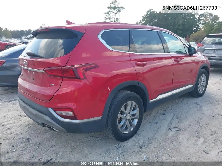 2020 Hyundai Santa Fe Sel VIN: 5NMS3CAD6LH267733 Lot: 40574498