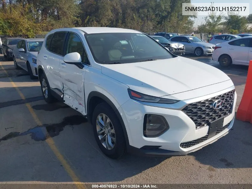 2020 Hyundai Santa Fe Se VIN: 5NMS23AD1LH152217 Lot: 40576923