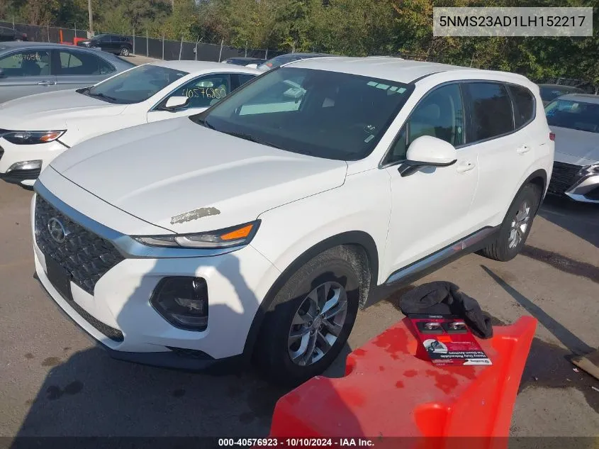 2020 Hyundai Santa Fe Se VIN: 5NMS23AD1LH152217 Lot: 40576923