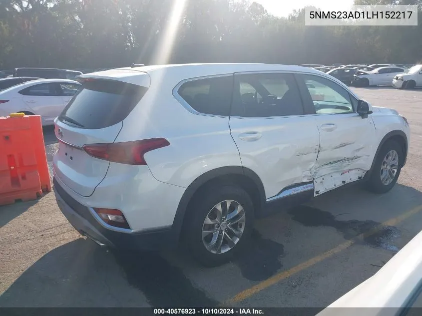 2020 Hyundai Santa Fe Se VIN: 5NMS23AD1LH152217 Lot: 40576923