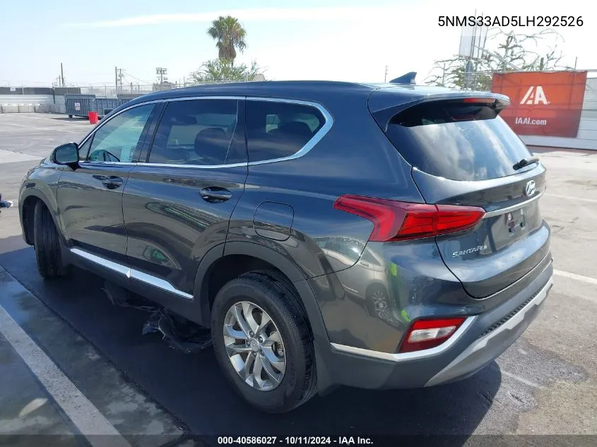 2020 Hyundai Santa Fe Sel VIN: 5NMS33AD5LH292526 Lot: 40586027