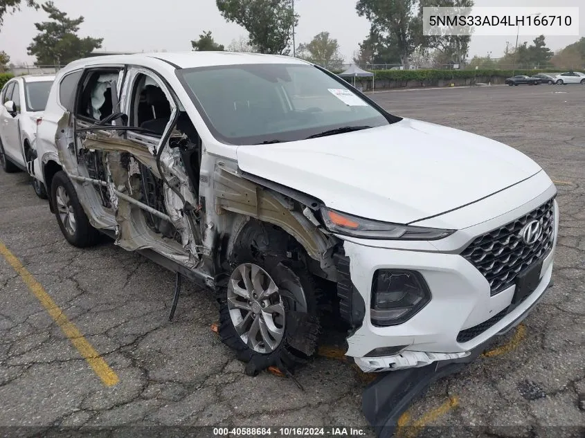 2020 Hyundai Santa Fe Sel VIN: 5NMS33AD4LH166710 Lot: 40588684