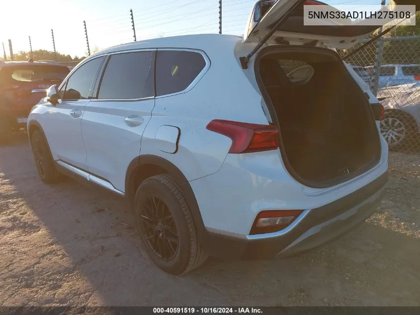 2020 Hyundai Santa Fe Sel VIN: 5NMS33AD1LH275108 Lot: 40591519