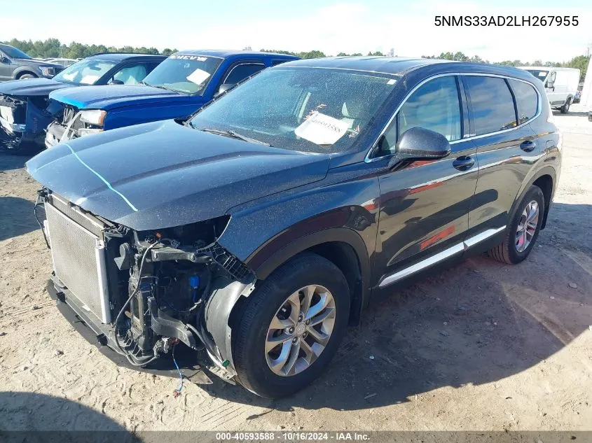 2020 Hyundai Santa Fe Sel VIN: 5NMS33AD2LH267955 Lot: 40593588