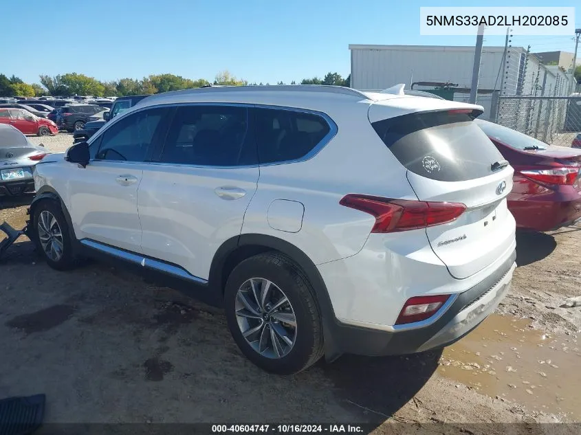 2020 Hyundai Santa Fe Sel VIN: 5NMS33AD2LH202085 Lot: 40604747