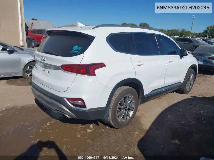 2020 Hyundai Santa Fe Sel VIN: 5NMS33AD2LH202085 Lot: 40604747