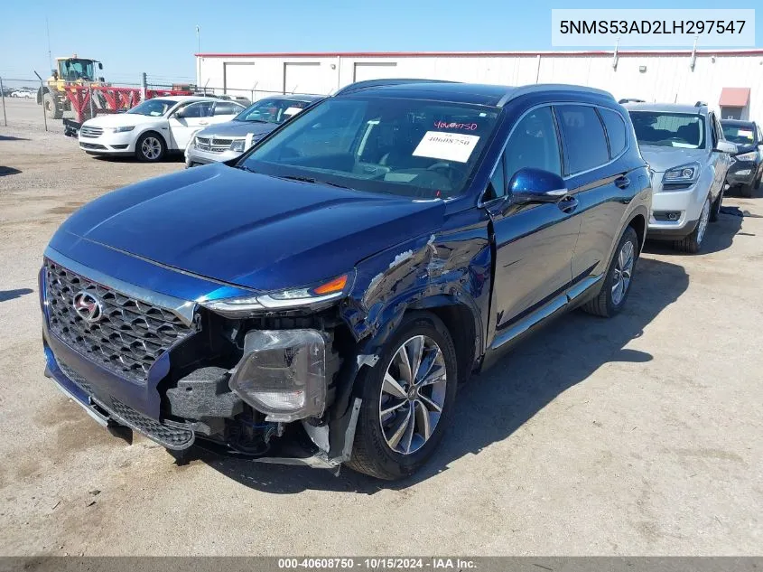 2020 Hyundai Santa Fe Limited VIN: 5NMS53AD2LH297547 Lot: 40608750