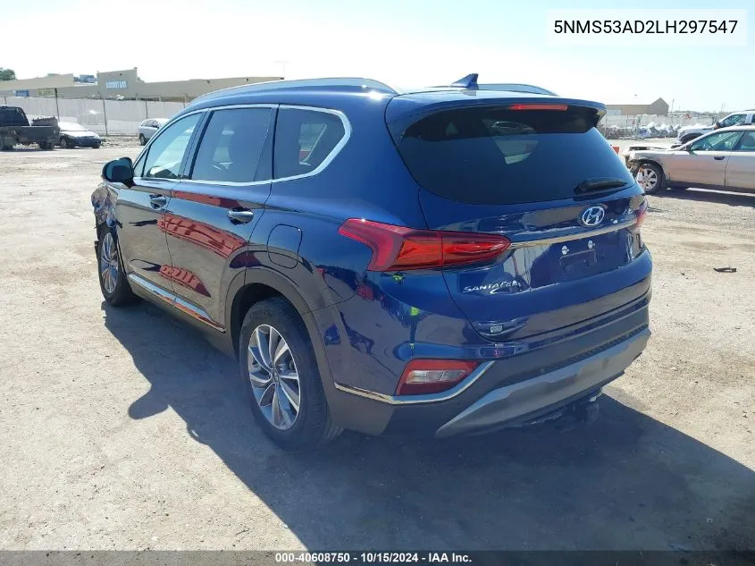 2020 Hyundai Santa Fe Limited VIN: 5NMS53AD2LH297547 Lot: 40608750