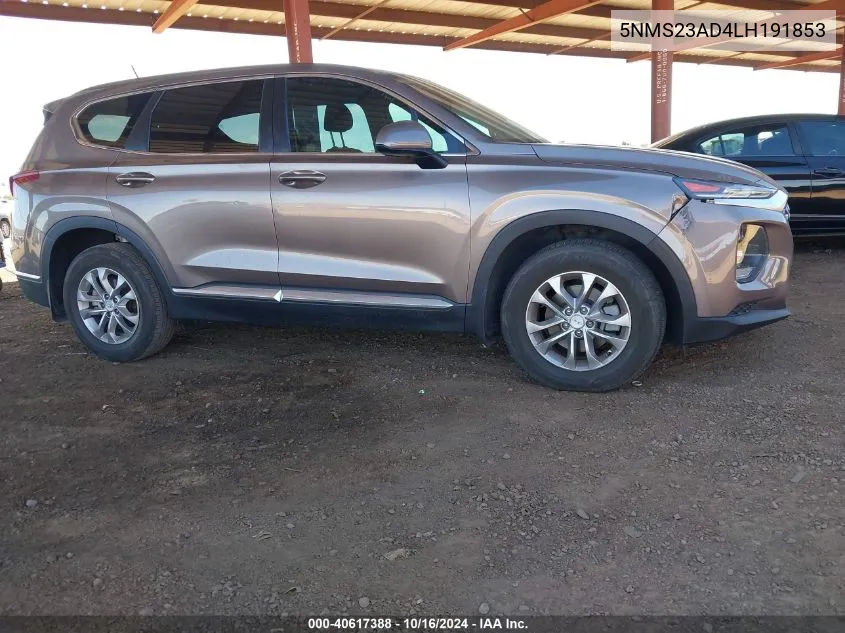 5NMS23AD4LH191853 2020 Hyundai Santa Fe Se