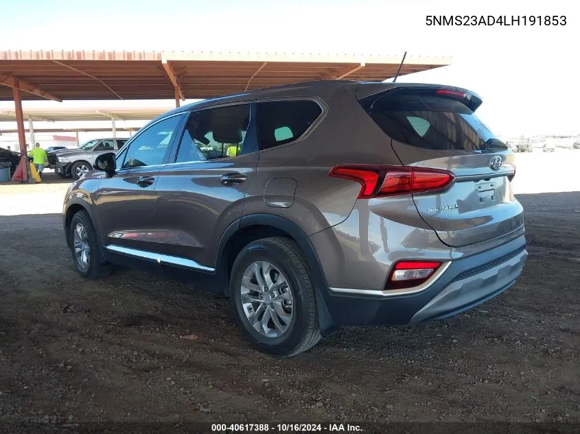 2020 Hyundai Santa Fe Se VIN: 5NMS23AD4LH191853 Lot: 40617388