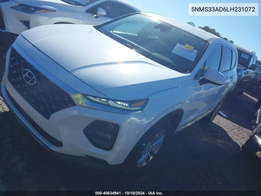 2020 Hyundai Santa Fe Sel VIN: 5NMS33AD6LH231072 Lot: 40634941