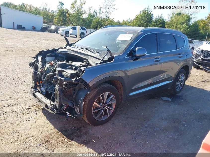 2020 Hyundai Santa Fe Sel VIN: 5NMS3CAD7LH174218 Lot: 40644486