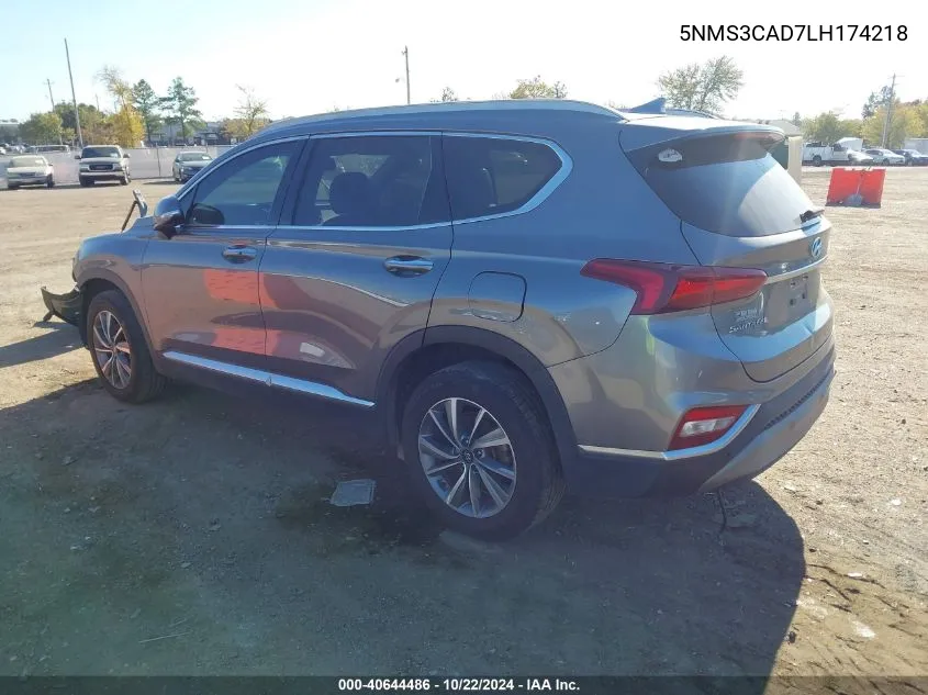 2020 Hyundai Santa Fe Sel VIN: 5NMS3CAD7LH174218 Lot: 40644486