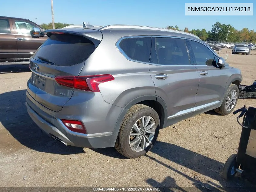 2020 Hyundai Santa Fe Sel VIN: 5NMS3CAD7LH174218 Lot: 40644486