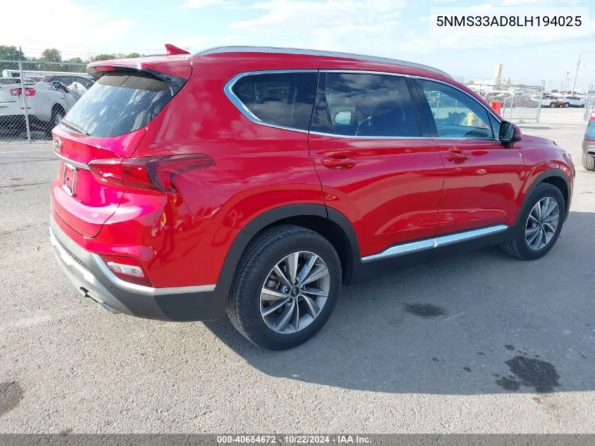 5NMS33AD8LH194025 2020 Hyundai Santa Fe Sel