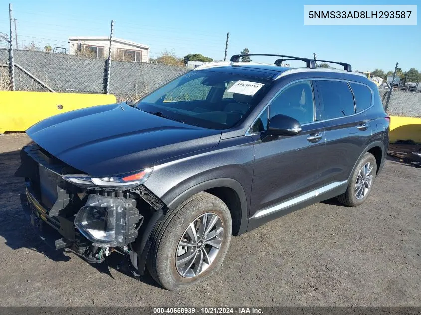 2020 Hyundai Santa Fe Sel VIN: 5NMS33AD8LH293587 Lot: 40658939