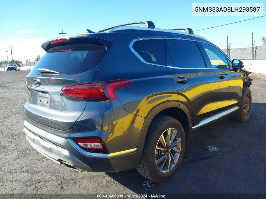 5NMS33AD8LH293587 2020 Hyundai Santa Fe Sel