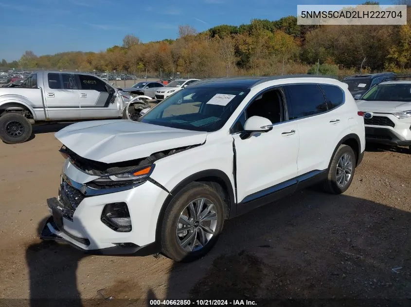 2020 Hyundai Santa Fe Limited VIN: 5NMS5CAD2LH222704 Lot: 40662850