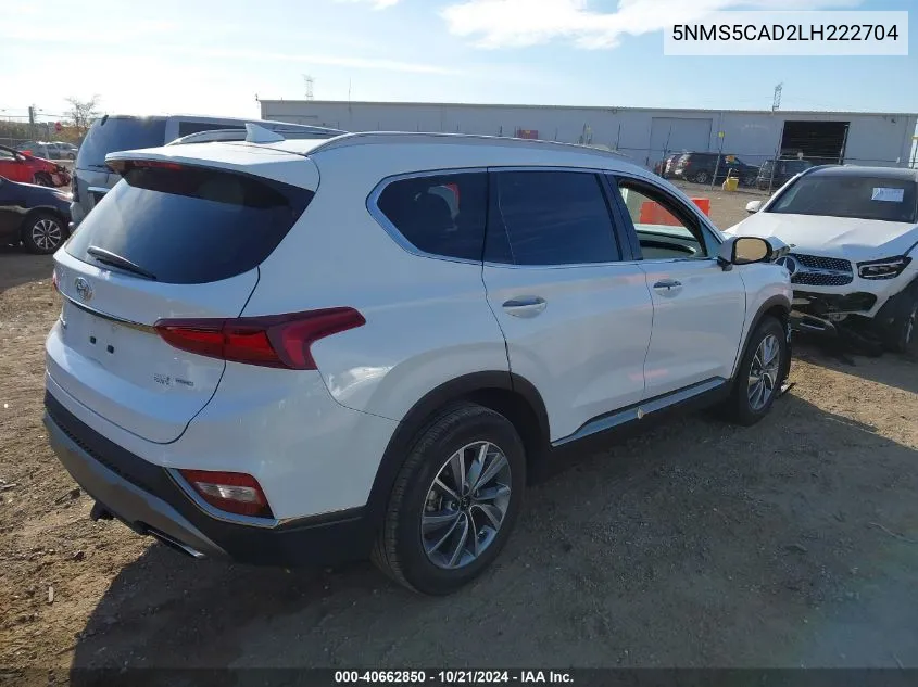 2020 Hyundai Santa Fe Limited VIN: 5NMS5CAD2LH222704 Lot: 40662850