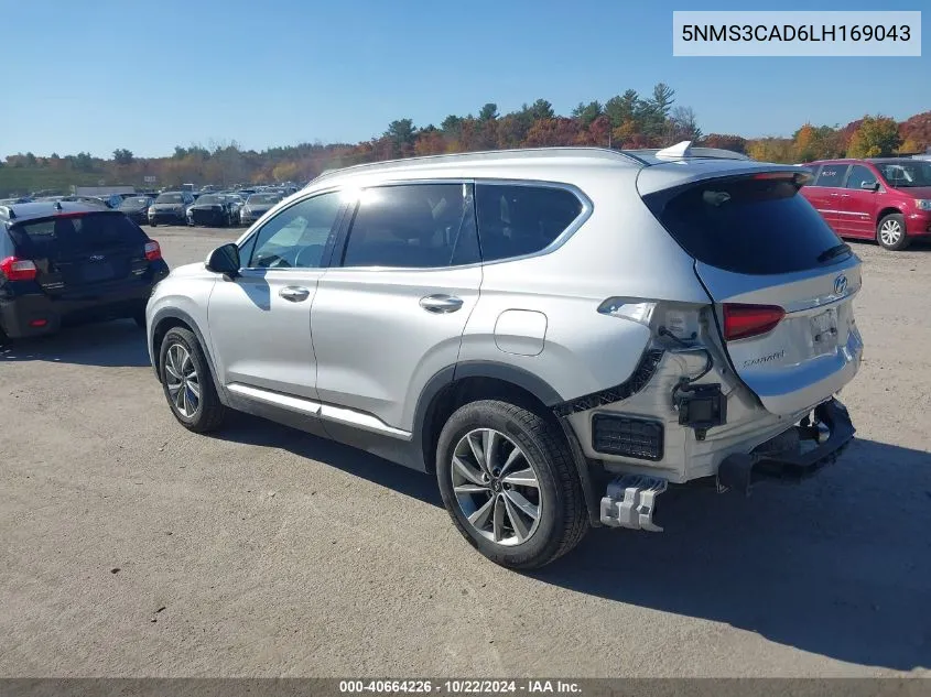 2020 Hyundai Santa Fe Sel VIN: 5NMS3CAD6LH169043 Lot: 40664226