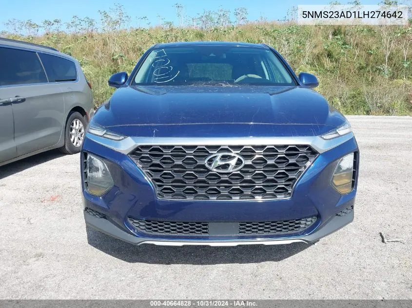 2020 Hyundai Santa Fe Se VIN: 5NMS23AD1LH274642 Lot: 40664828