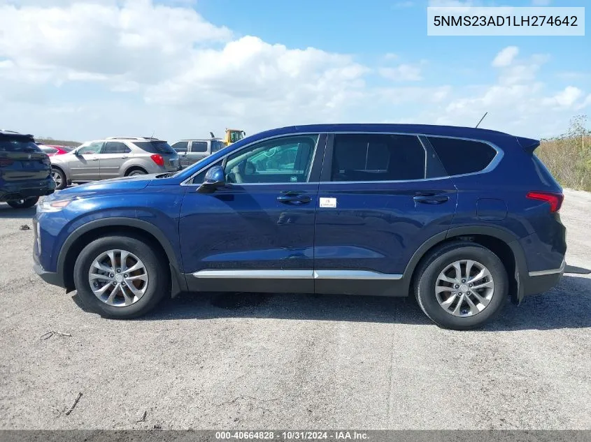 2020 Hyundai Santa Fe Se VIN: 5NMS23AD1LH274642 Lot: 40664828