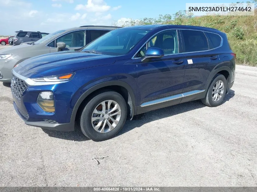 2020 Hyundai Santa Fe Se VIN: 5NMS23AD1LH274642 Lot: 40664828