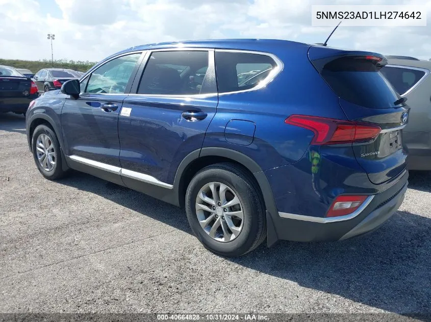 2020 Hyundai Santa Fe Se VIN: 5NMS23AD1LH274642 Lot: 40664828