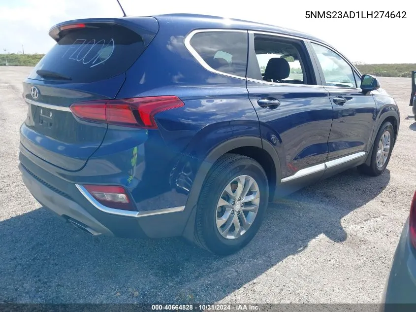 2020 Hyundai Santa Fe Se VIN: 5NMS23AD1LH274642 Lot: 40664828