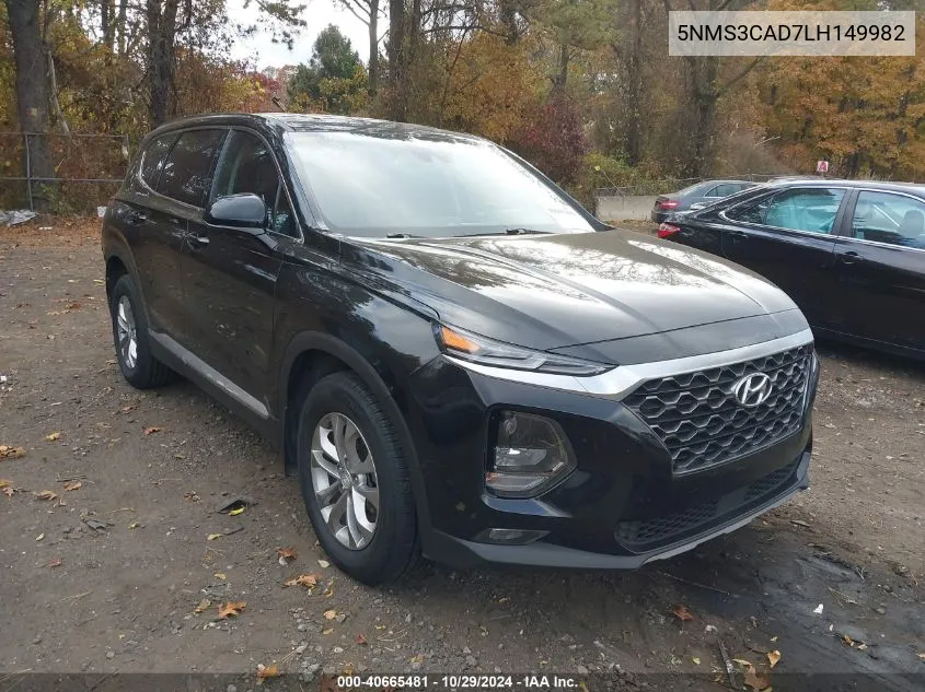 2020 Hyundai Santa Fe Sel VIN: 5NMS3CAD7LH149982 Lot: 40665481