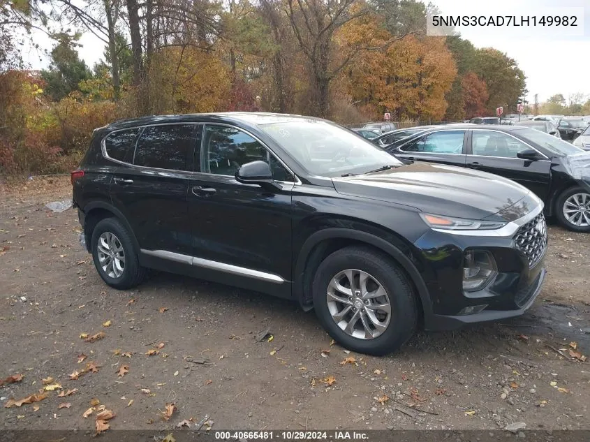 2020 Hyundai Santa Fe Sel VIN: 5NMS3CAD7LH149982 Lot: 40665481