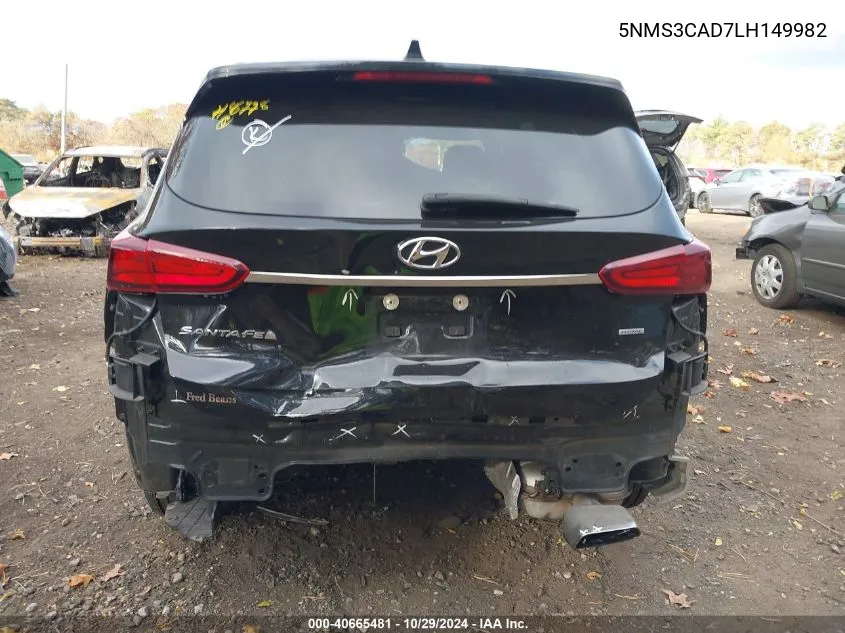 2020 Hyundai Santa Fe Sel VIN: 5NMS3CAD7LH149982 Lot: 40665481