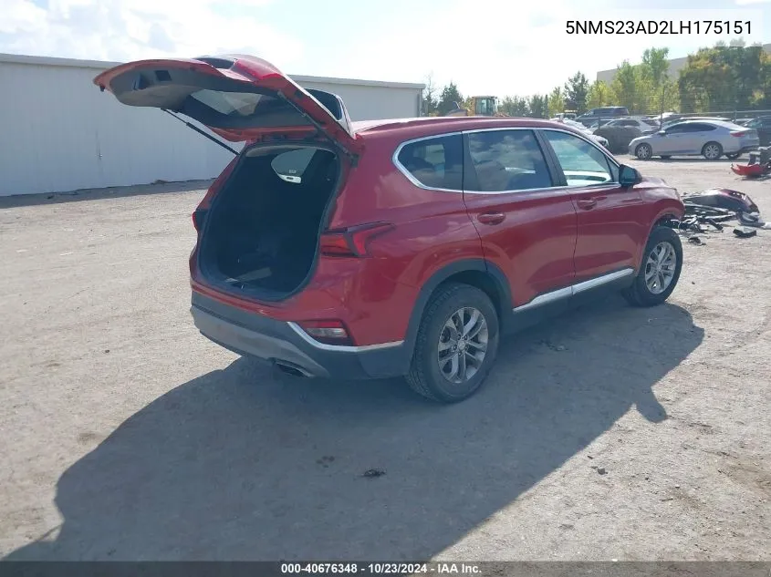 5NMS23AD2LH175151 2020 Hyundai Santa Fe Se