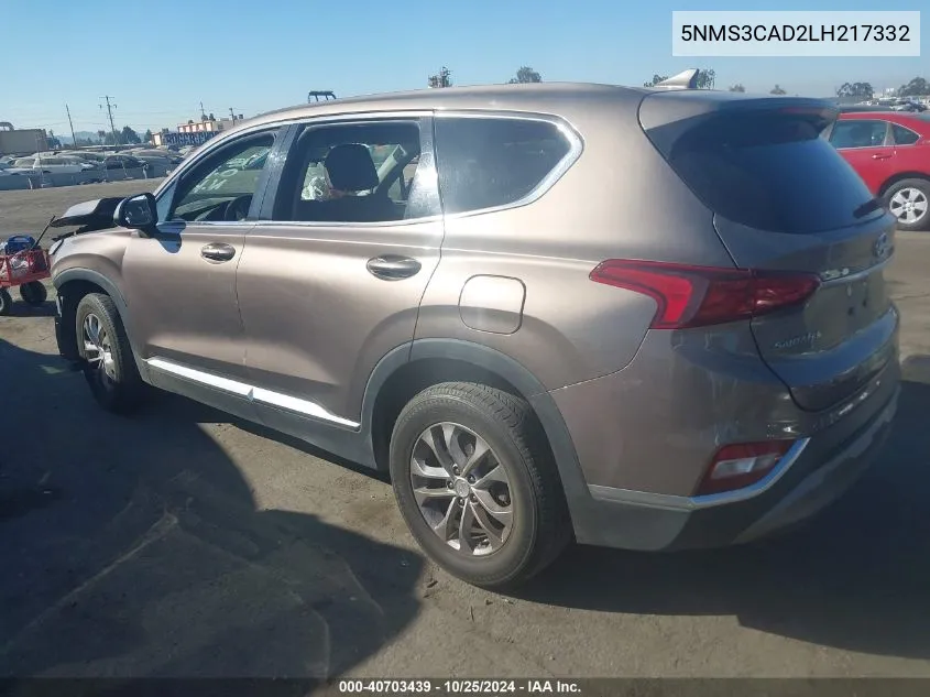 2020 Hyundai Santa Fe Sel VIN: 5NMS3CAD2LH217332 Lot: 40703439